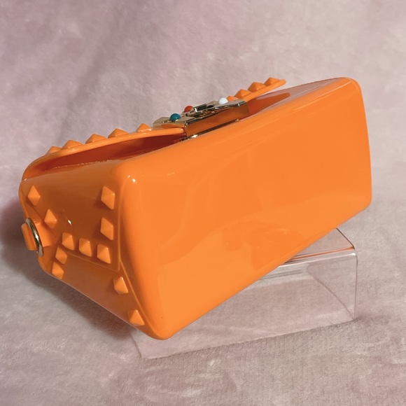 🎉HP!🎉 Orange Jelly Studded Crossbody Bag — NWOT - Picture 5 of 13